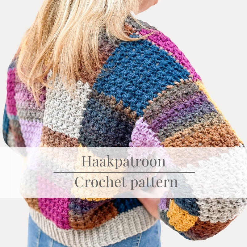 HAAKPATROON Faux Granny Cardigan | boyfriend cardigan | granny squares